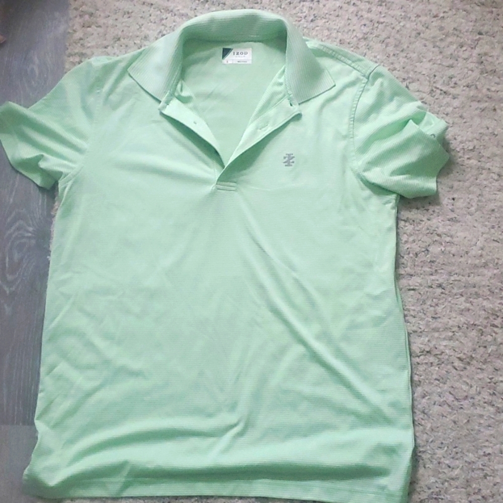 Men's lime green golf shirt small by izod